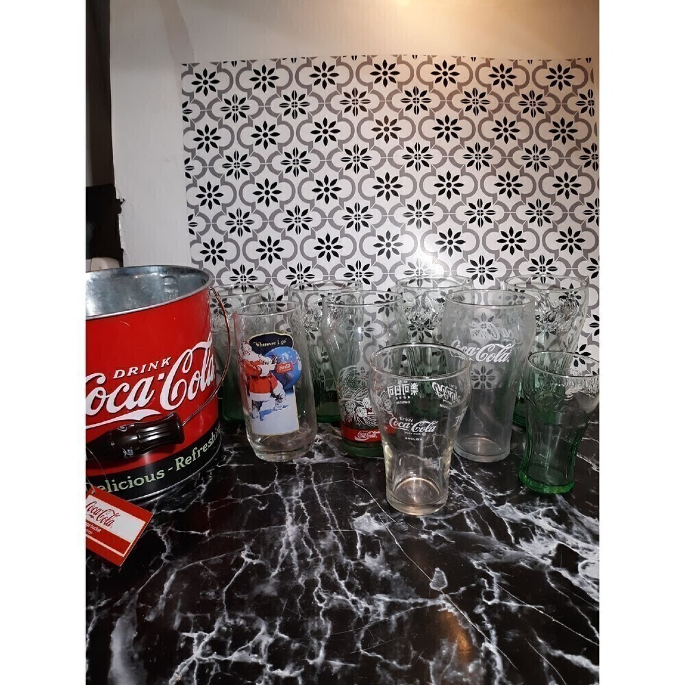 coca cola collectibles bucket 9 glasses